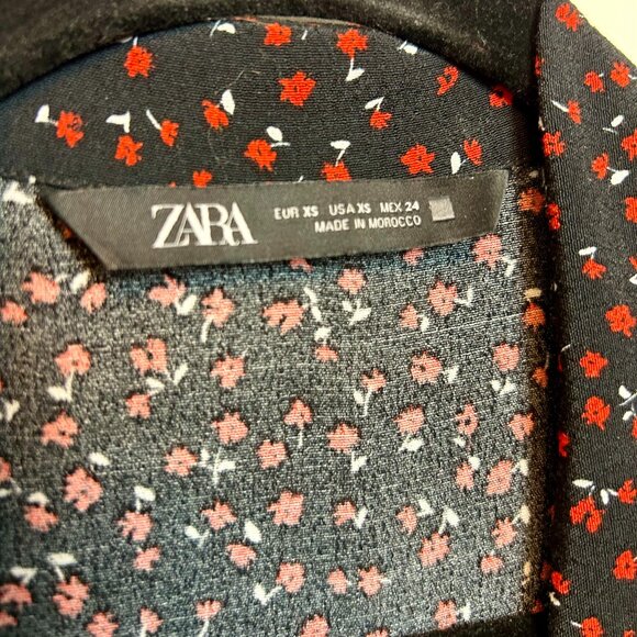 ZARA Black Red Floral Print Ruffled Jumpsuit Romper Dress - Picture 5 of 8